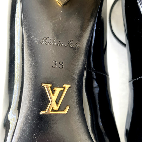 Louis Vuitton Night Bloom Pump Black Patent Leather Ankle Strap Flower Heel 38 - Picture 8 of 15